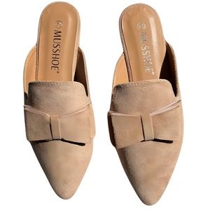 Vegan Nude Backless‎ Slip-On Loafers in 7.5